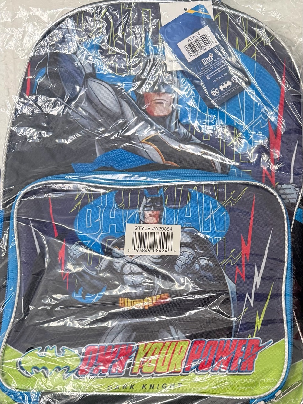 Batman Kids Backpack Blue Black Green Accents